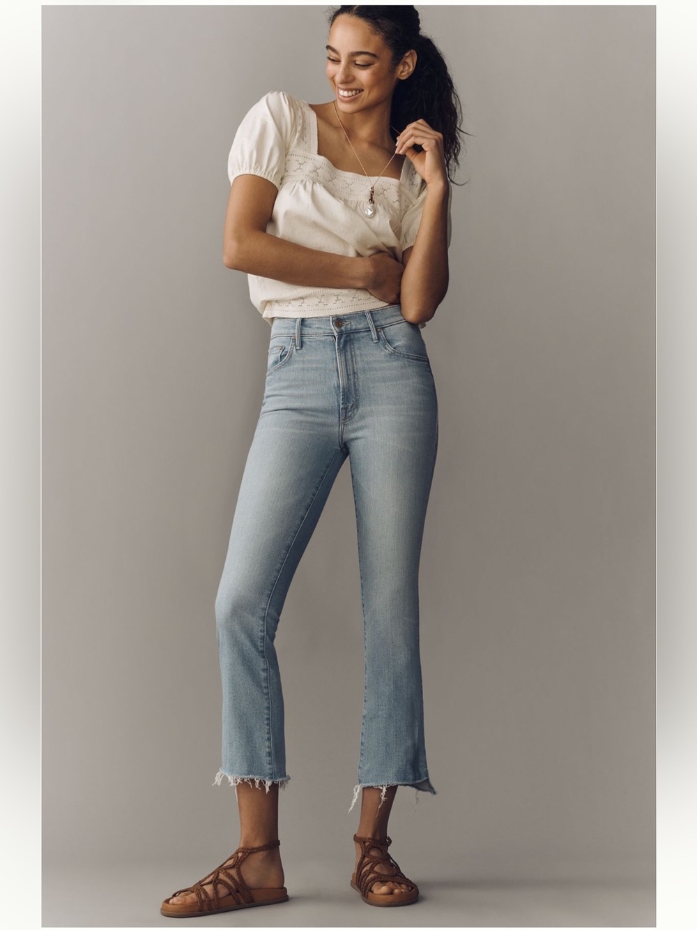 MOTHER Insider High Rise Crop Straight Step Jeans